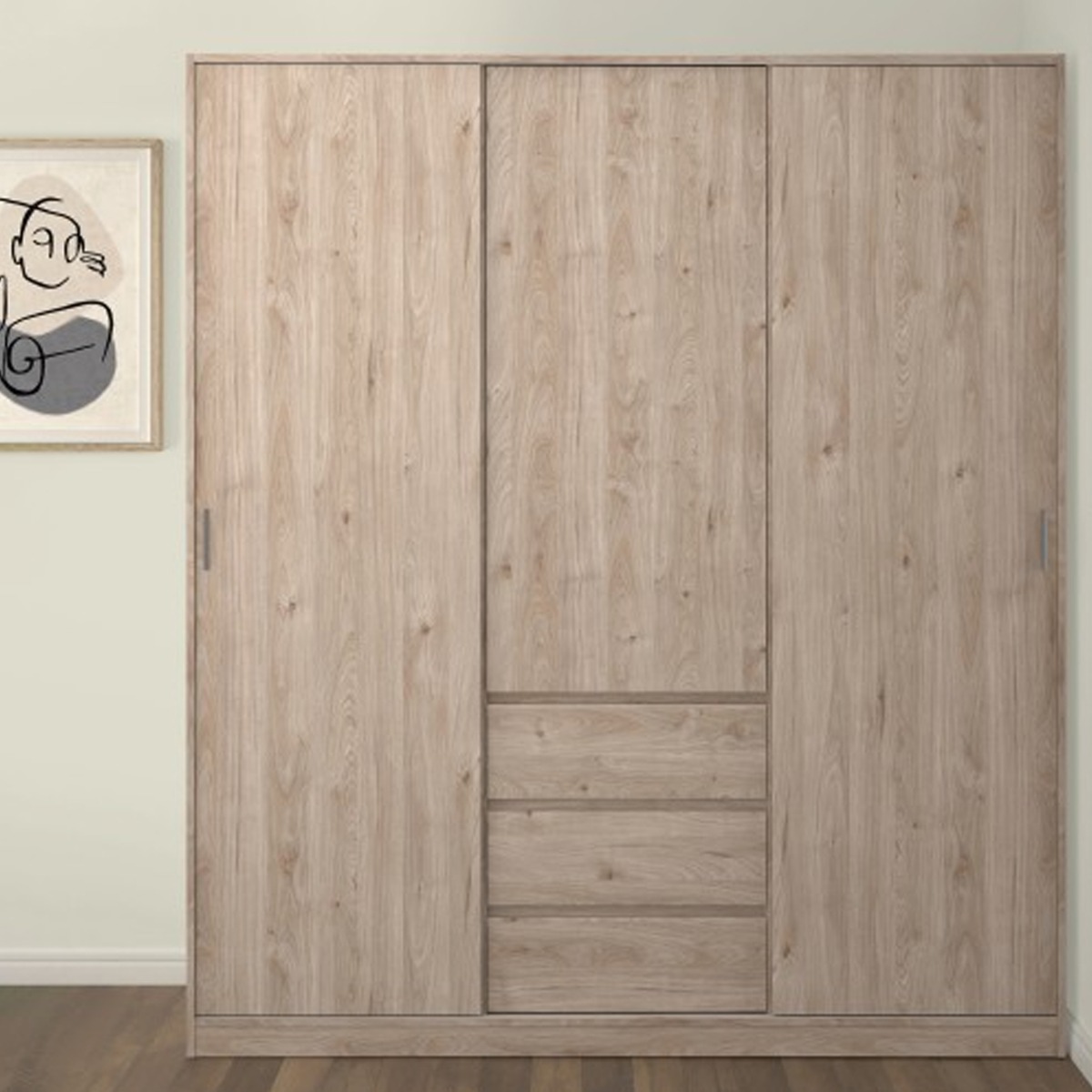 NANAIMO 3 Door Sliding Wardrobe Oak - 177cm