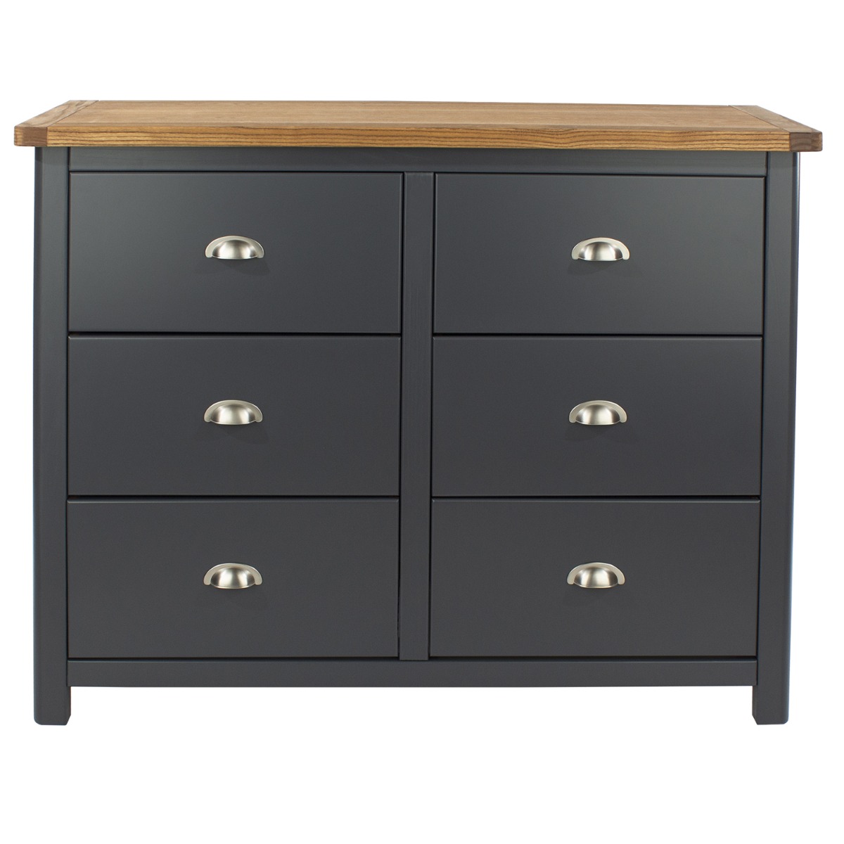 DIEGO Blue Chest of Drawers - Large-sized, 6 Drawers, Double