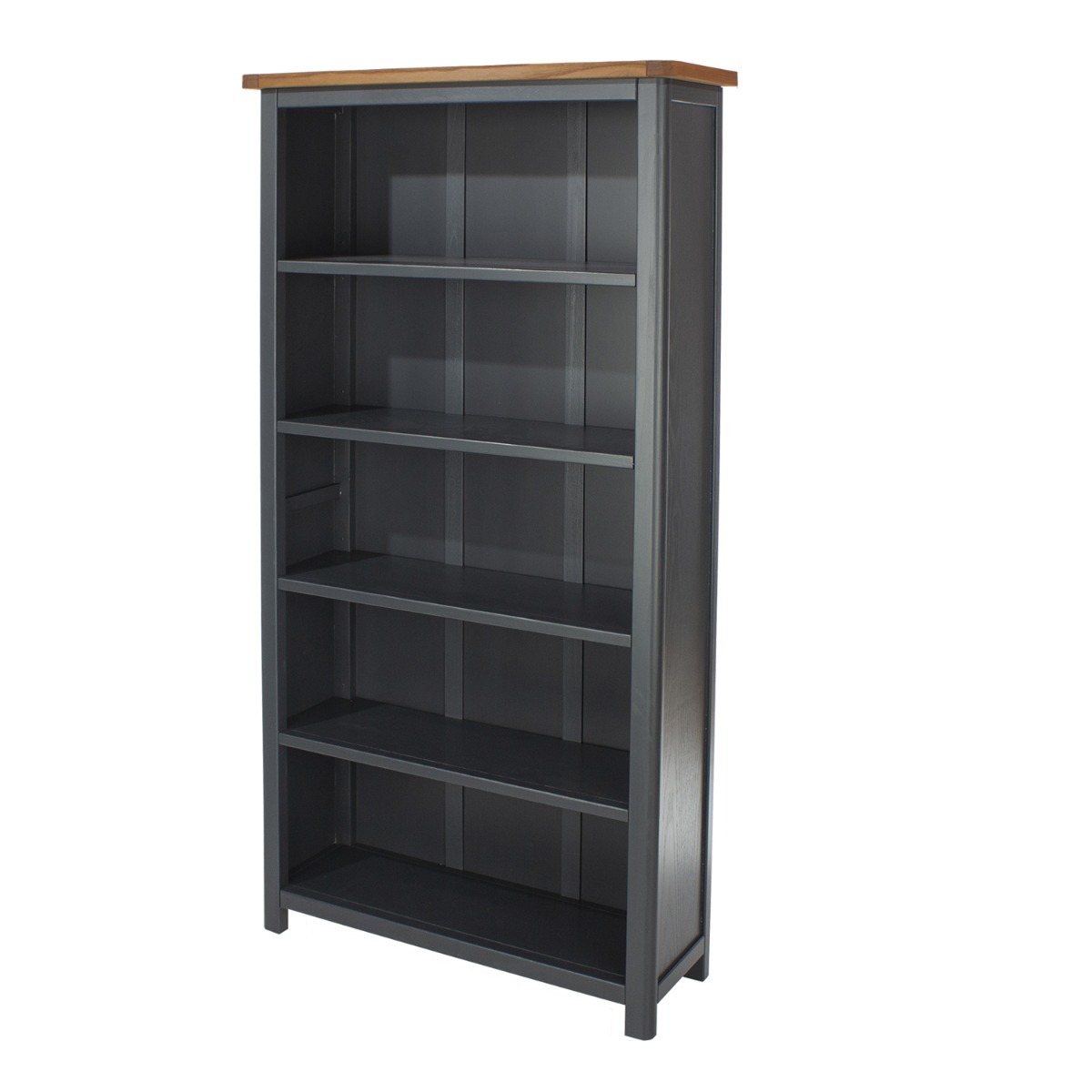 Antique Oak Effect Tall Bookcase - Blue