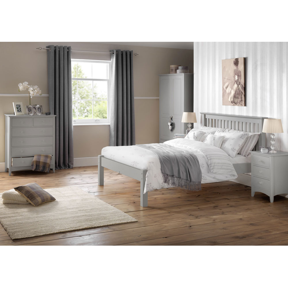 Barcelona Solid Pine and MDF Bed 135cm - Dove Grey