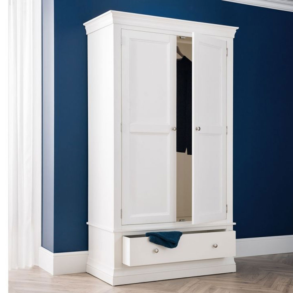 CASSIAN 2 Door Wardrobe with 1 Drawer White - 110cm