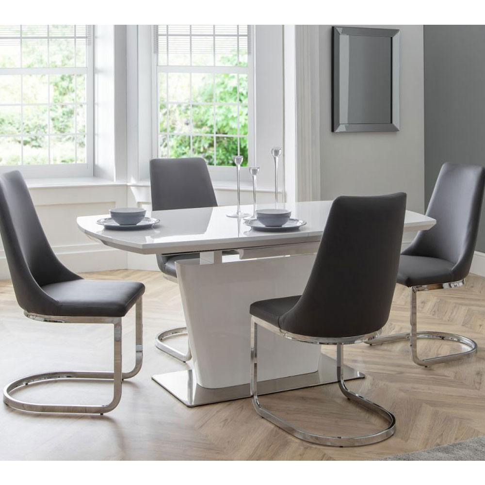 Como Modern Design High Gloss Extendable Dining Table - White