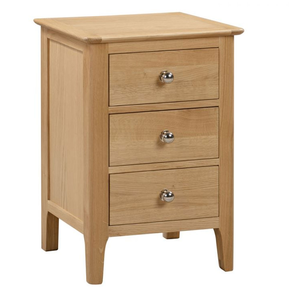 Bedside Table - COTSWOLD 3 Drawer Nightstand Oak 45cm