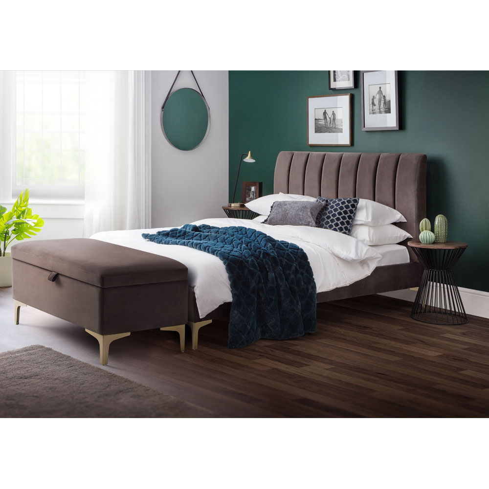 Deco Truffle Velvet Fabric With Metal Legs Blanket Storage Box