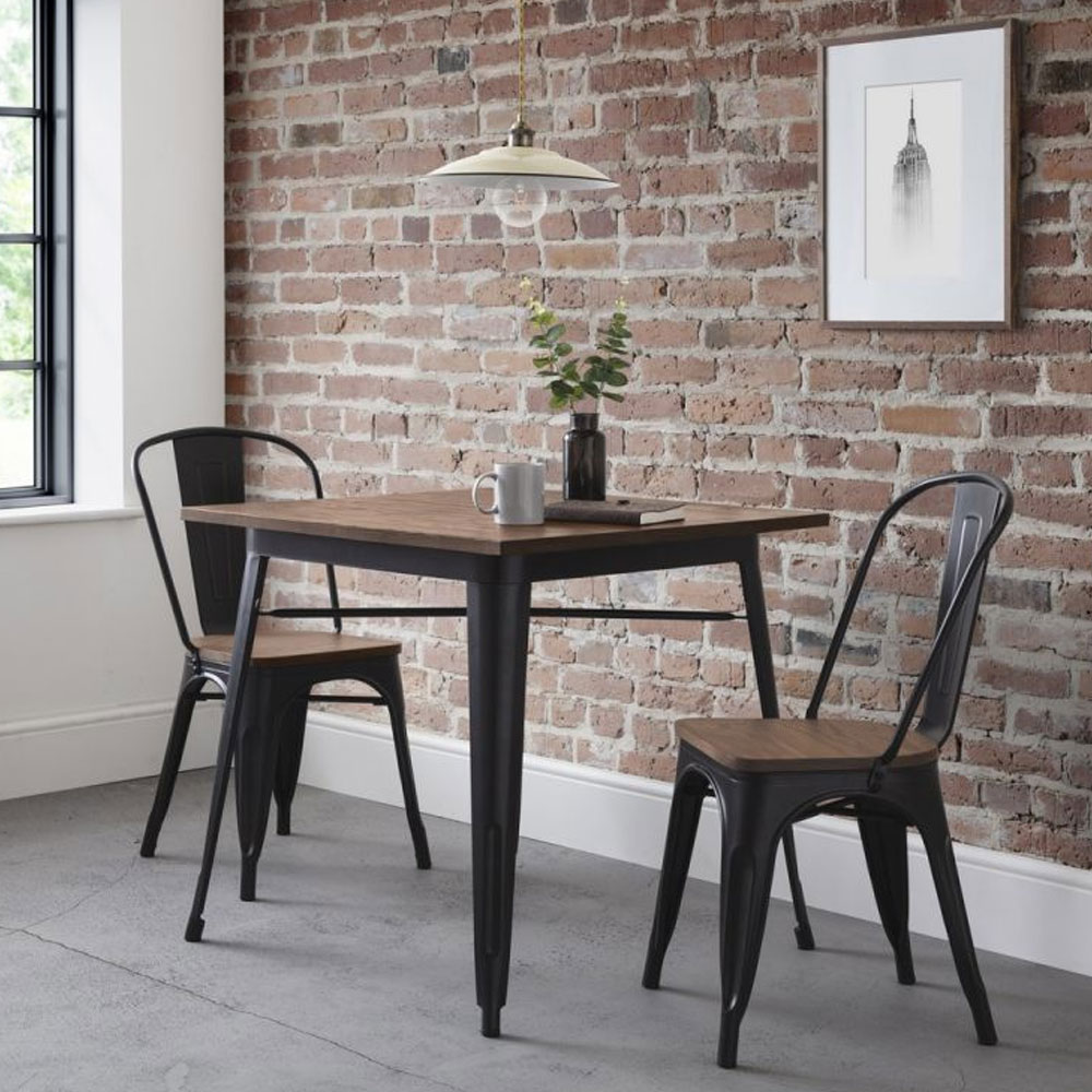 Grafton Solid Elm Wood Square Dining Table - Black