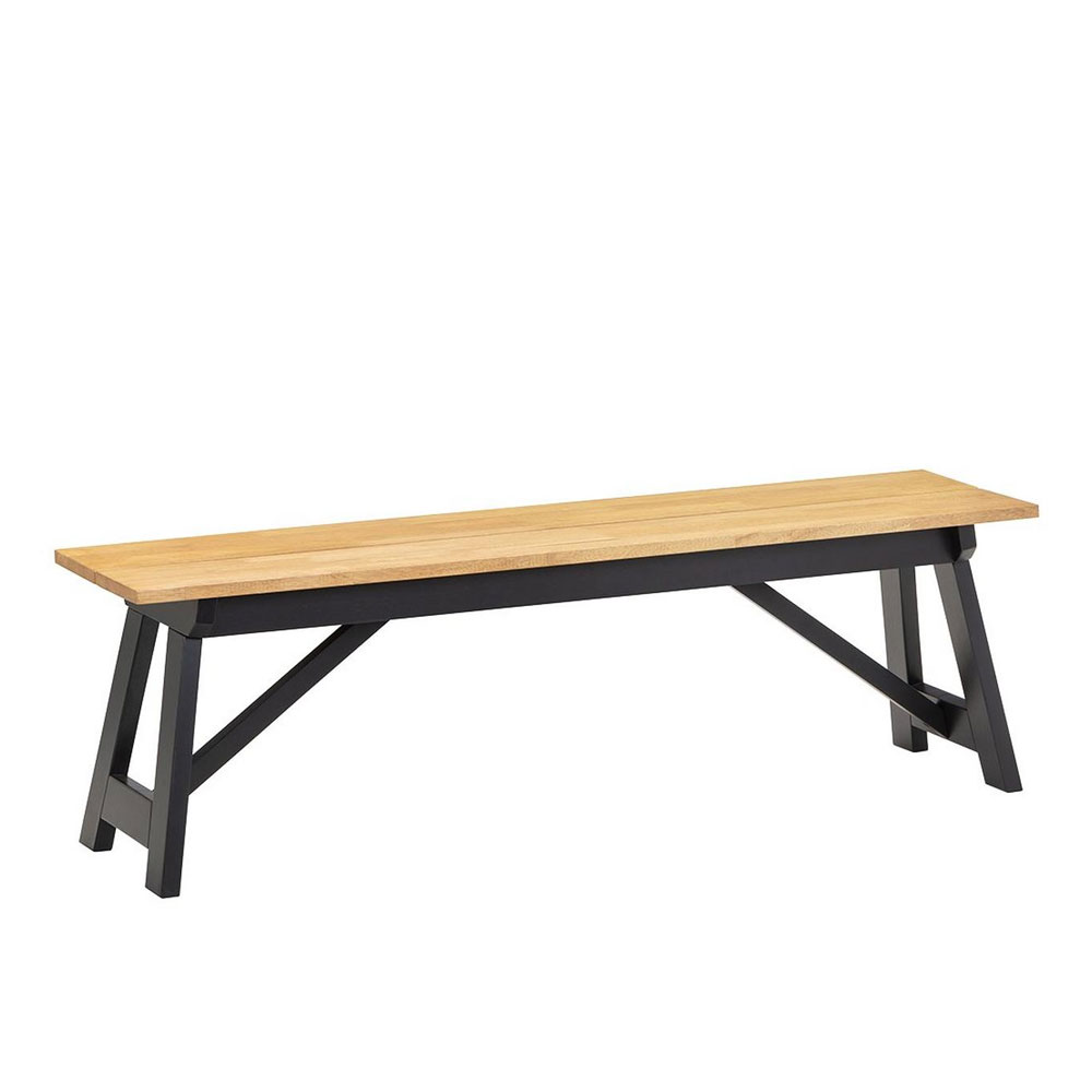 Hockley Black Painted Frame Dining Bench Black & Oak