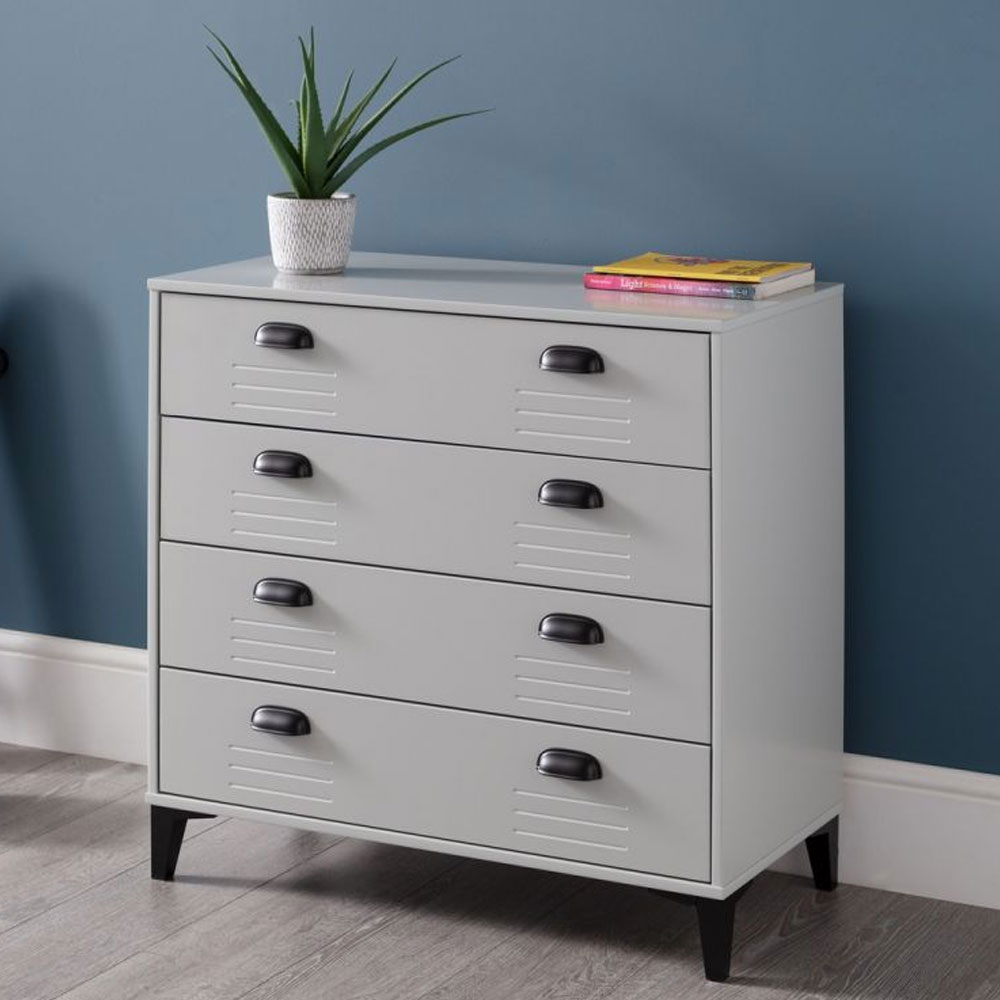 LANGLEY Grey Chest of Drawers - Medium-sized, 4 Drawers