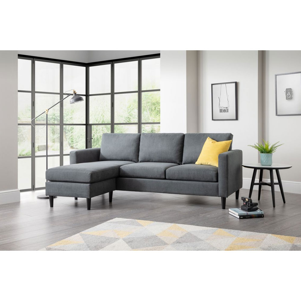Marant Premium Corner Sofa With Ottoman Stool - Grey