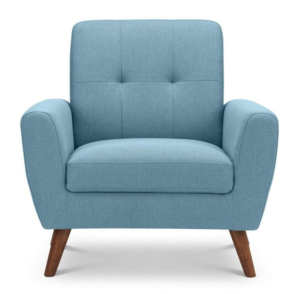 Monza Stylish Retro Linen Fabric Armchair - Blue