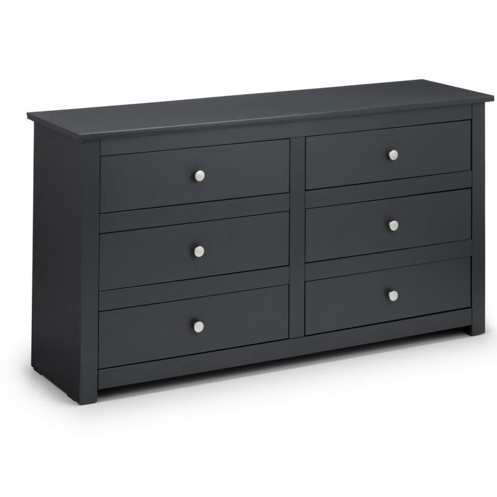 RAMSGATE Grey Chest of Drawers - Large-sized, 6 Drawers