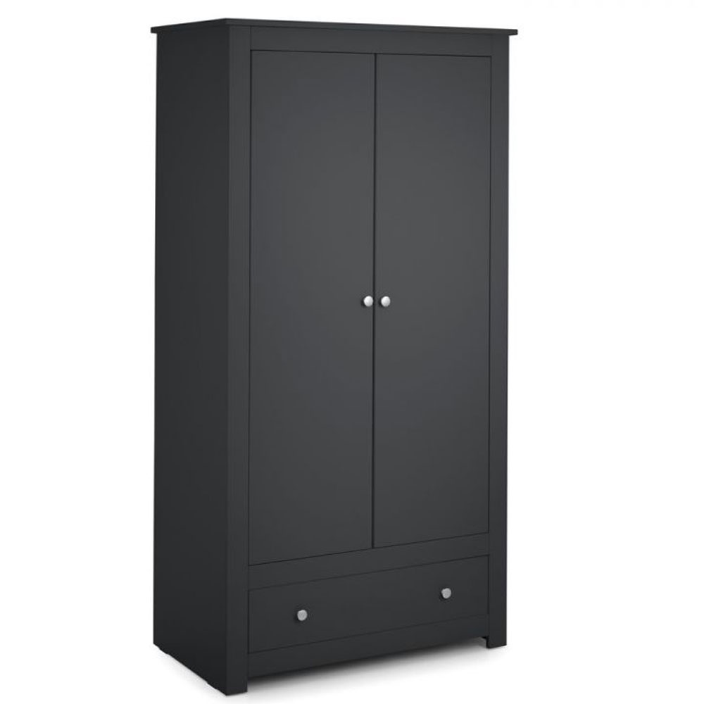 RAMSGATE 2 Door Wardrobe with 1 Drawer Grey - 97cm