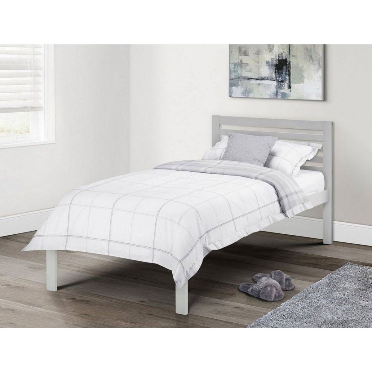 Slocum Modern Style Single Bed - Light Grey