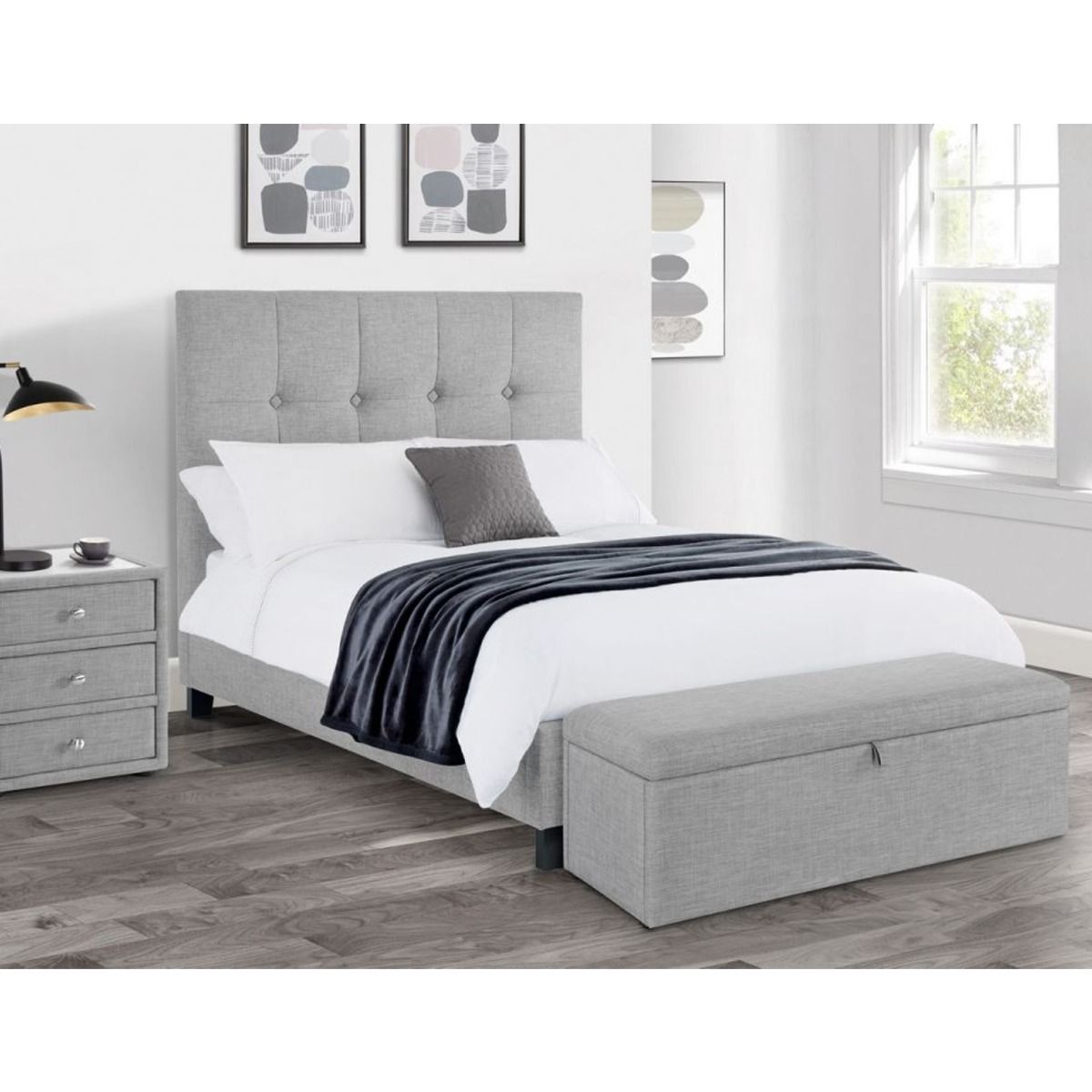 Sorrento High Headboard Light Grey Bed Size - Super Kingsize 6ft
