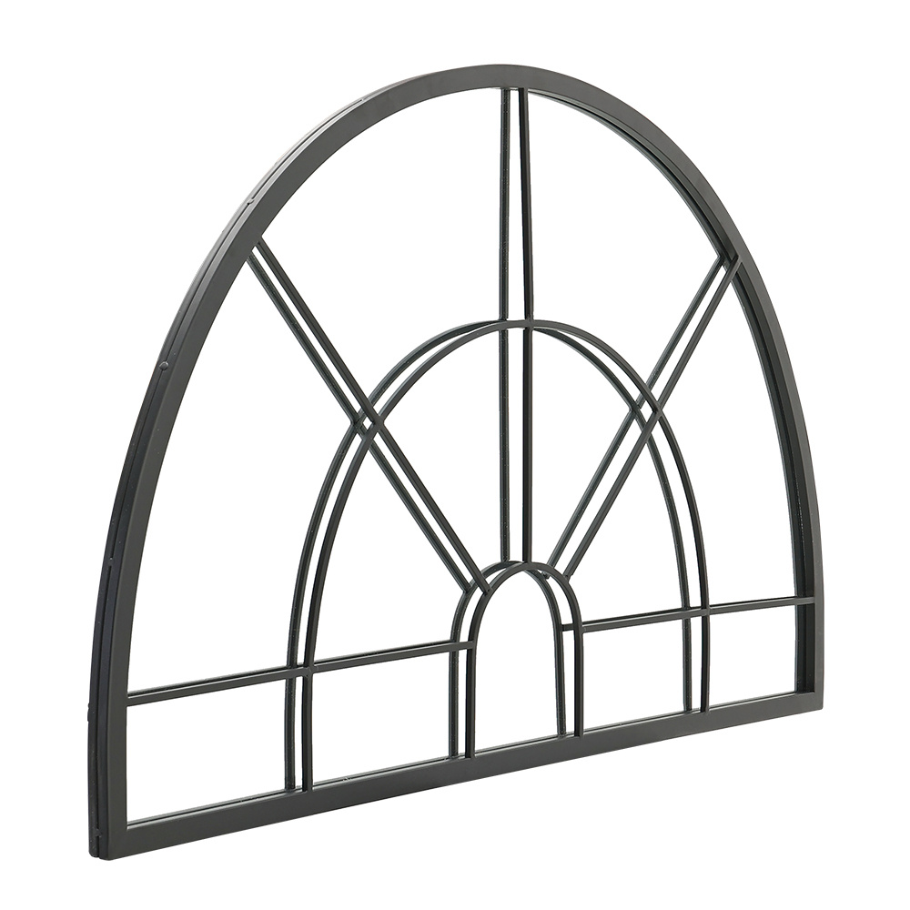 Window Pane Half Circle Wall Mirror - Black