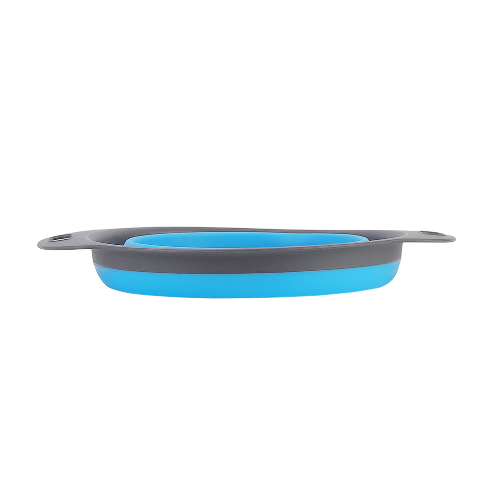 Blue Collapsible Kitchen Silicone Colander Strainer Bowl
