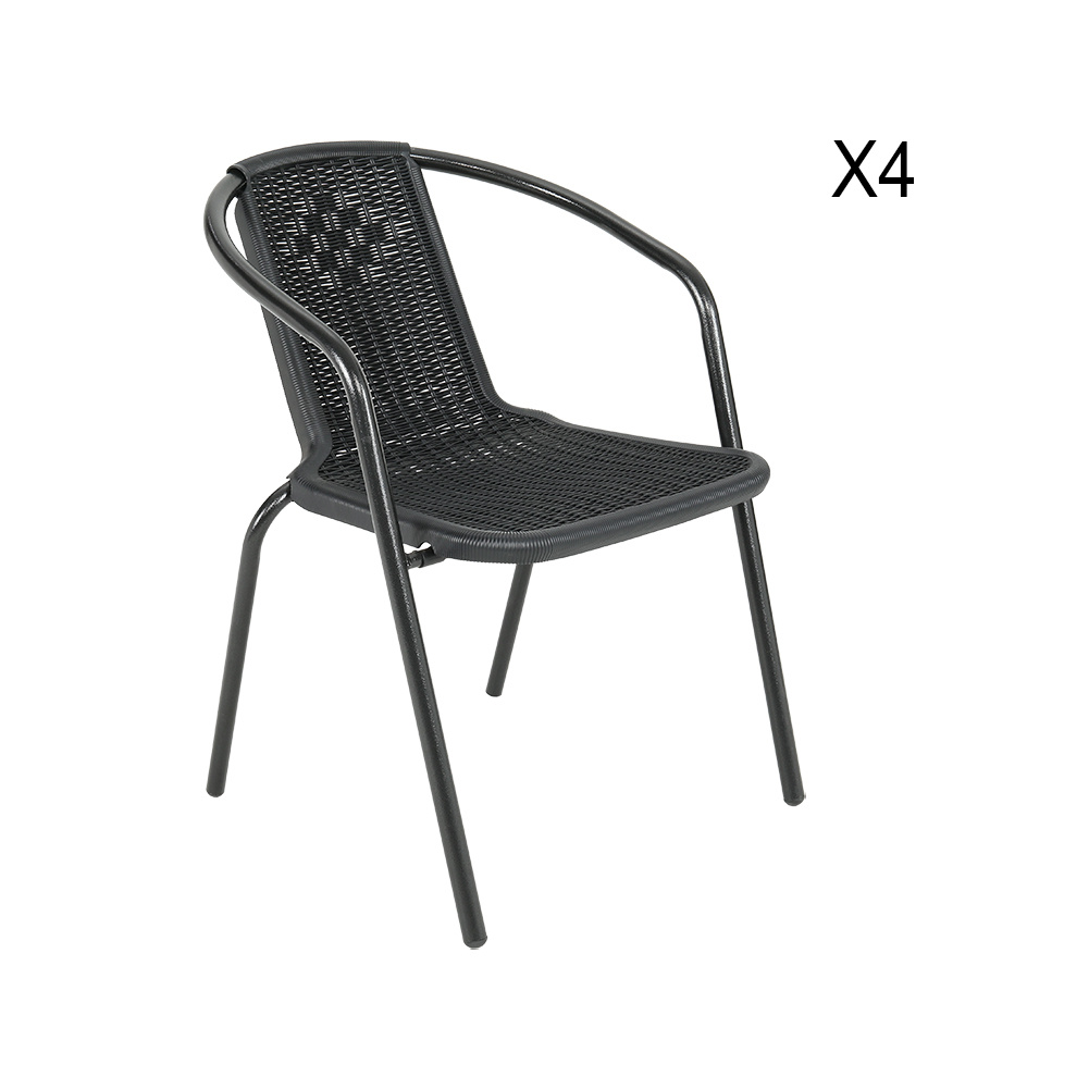 PE Rattan Stacking Garden Chairs Set of 4