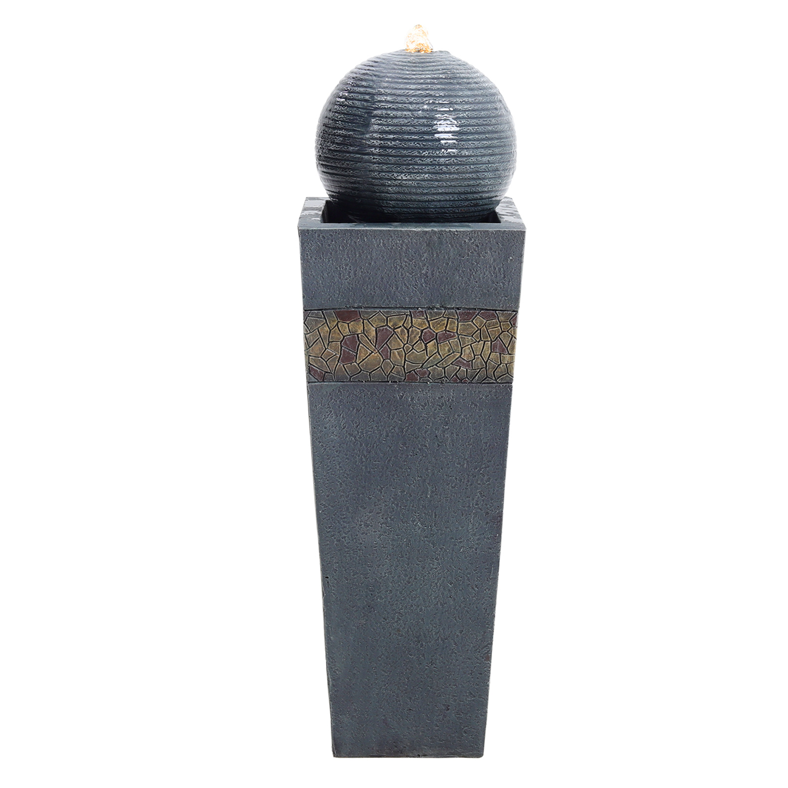 Modern Style Trapezoidal Water Polo Fountain with Warm Light Outdoor