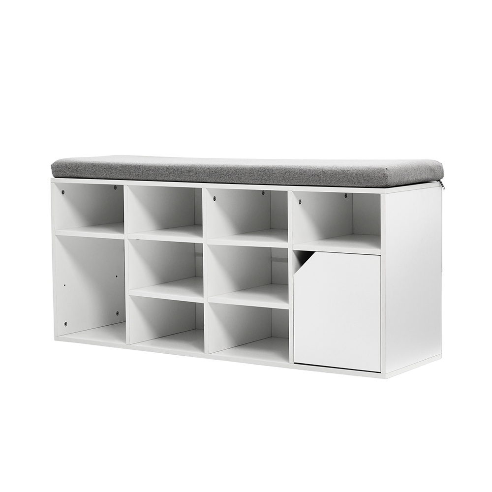 White Padded Shoe Storage Bench