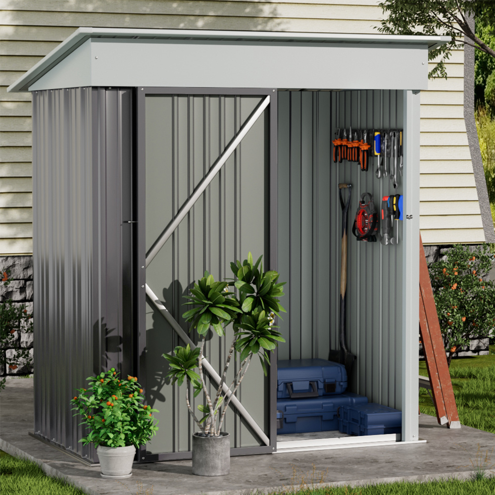Oasis Outdoor Garden Metal Storage Shed with Lockable Door