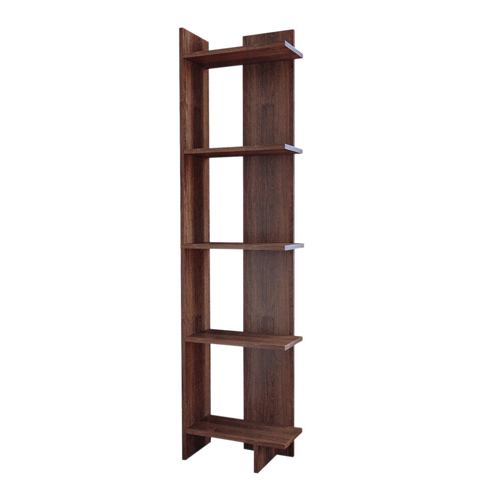 Industrial 5-Tier Corner Bookshelf Shelf Unit, Brown