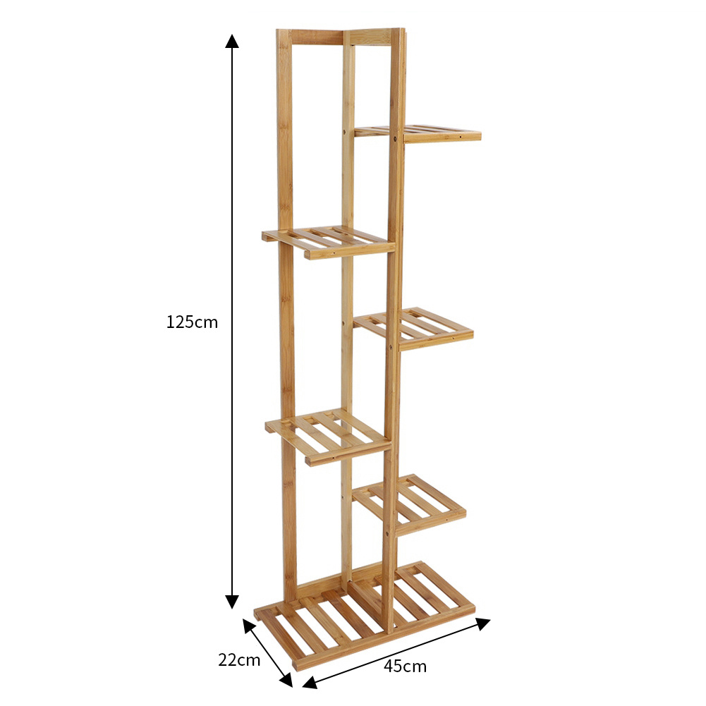 Rustic Freestanding Wooden Multi-Tiered Borwn Potted Plant Stand