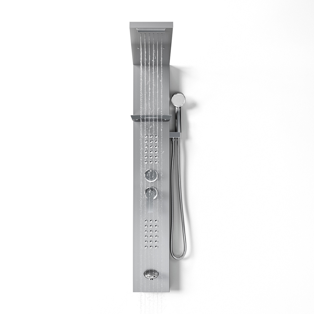 Sliver 126cm Height 5 Function LED Display Shower Panel Shower System With Hand Shower Head