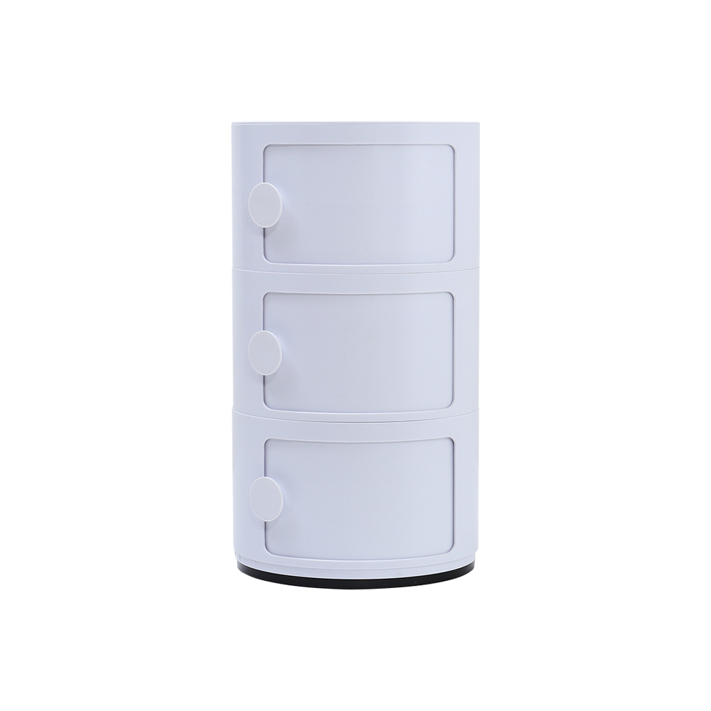 White 2ft H Round 3 Tier Drawer Storage Unit Organizer