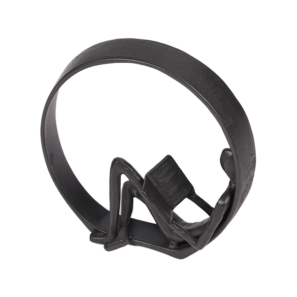 Desktop Metal Statue Reading Men In Circle Ornament Figurines
