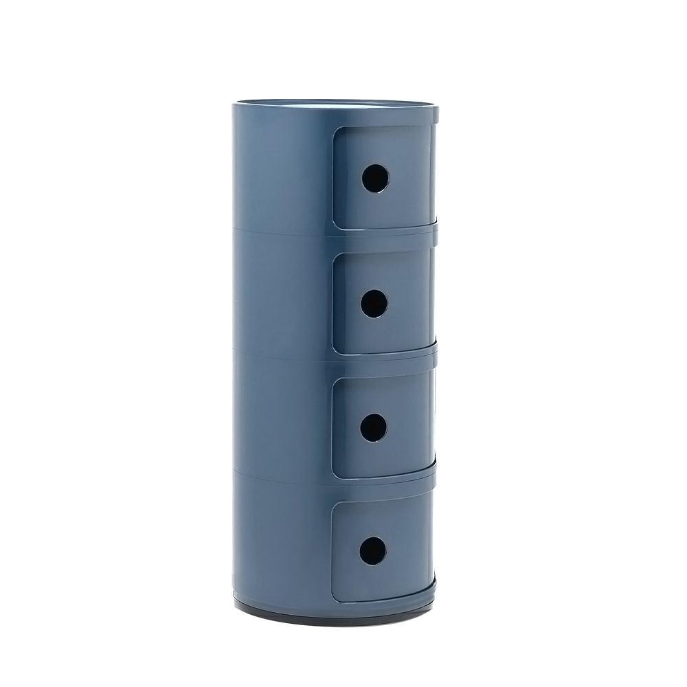 76cm Height Grey Cylindrical 4-Tier Plastic Storage Drawer Unit