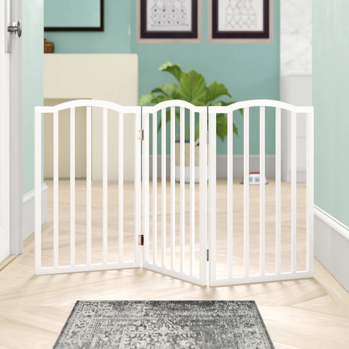 Wooden Foldable Freestanding 3 Panel Pet Gate