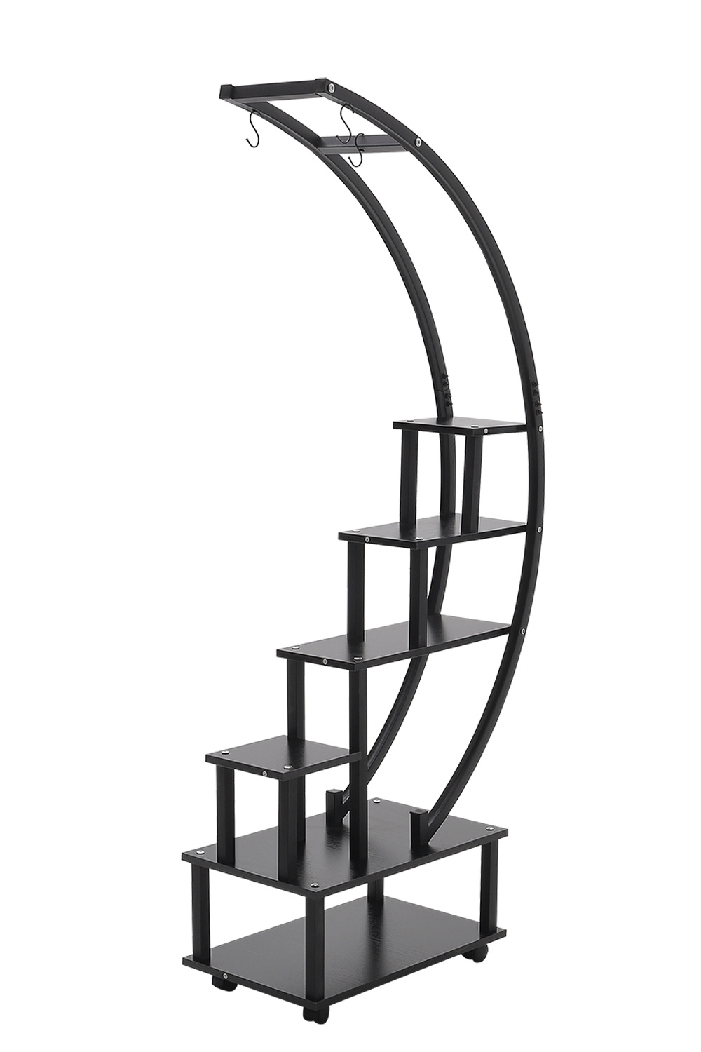2pcs Half-Moon-Shaped Plant Stand Display Shelf With Wheels