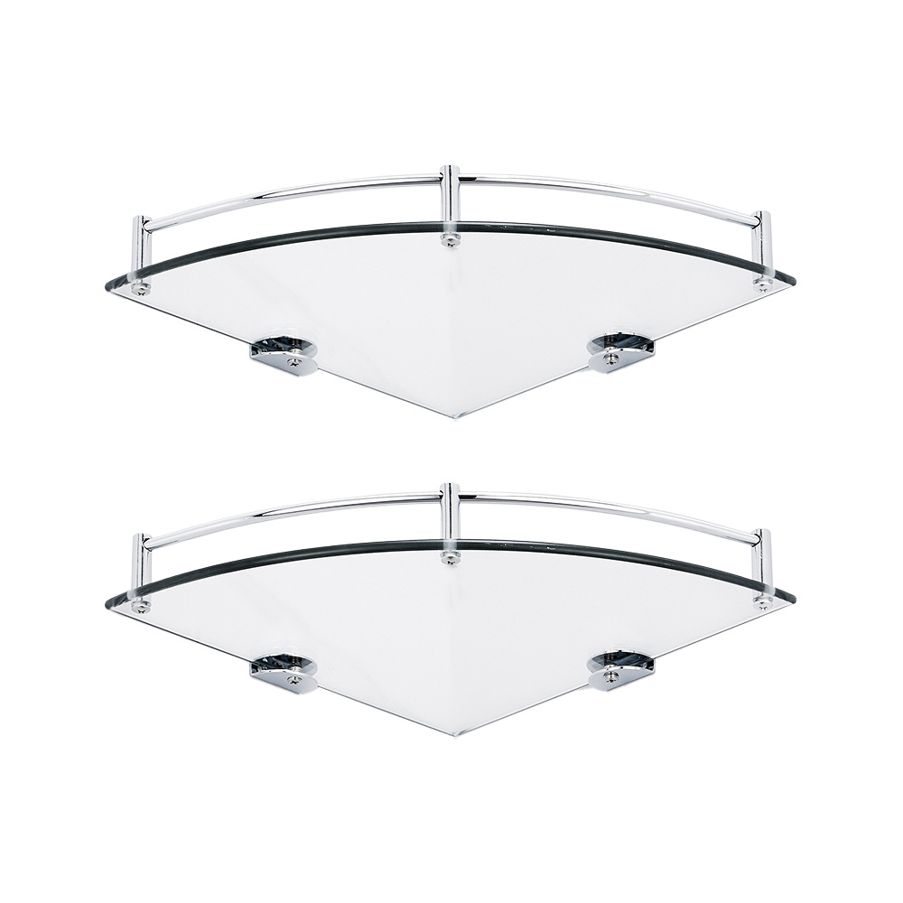 Wall Mounted Bathroom Glass Corner Shelf 24X13.75CM