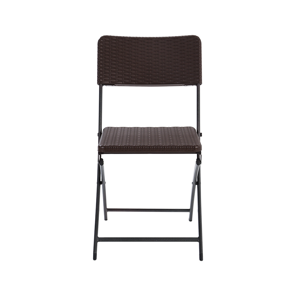 Set of 2 Outdoor Rattan Plastic Folding Chairs Brown
