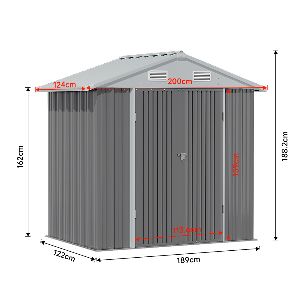 Oasis Garden Metal Storage Shed with Lockable Door