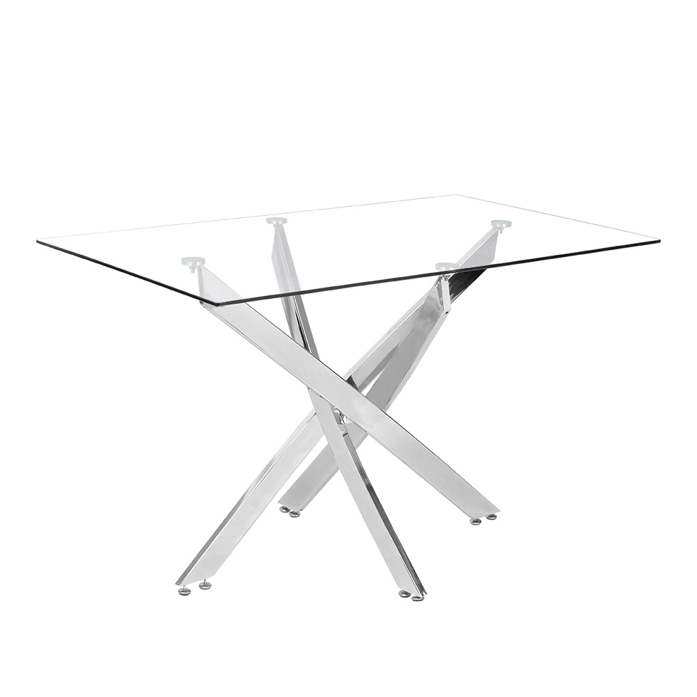 Stylish X Base Tempered Transparent Glass Coffee Table