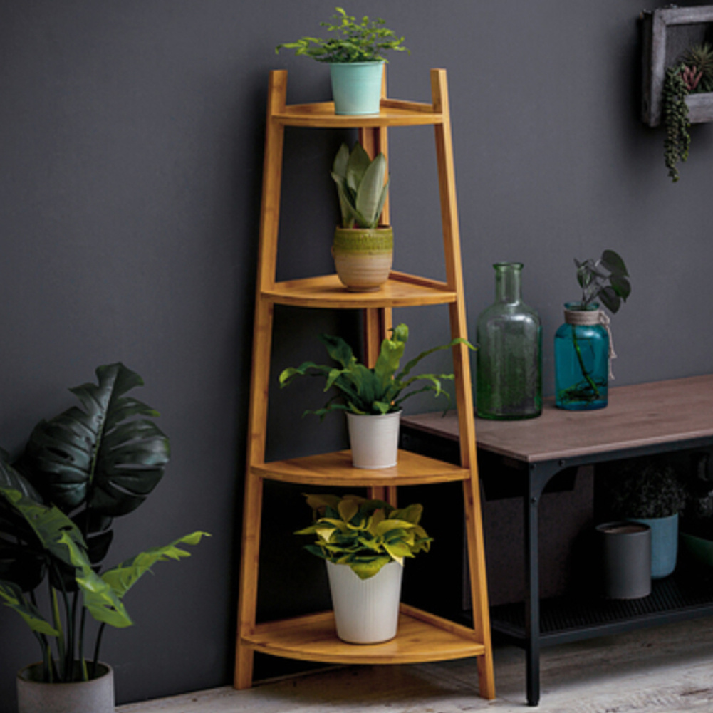 4-Tier Modern Corner White Freestanding Ladder Shelf for Plant Display