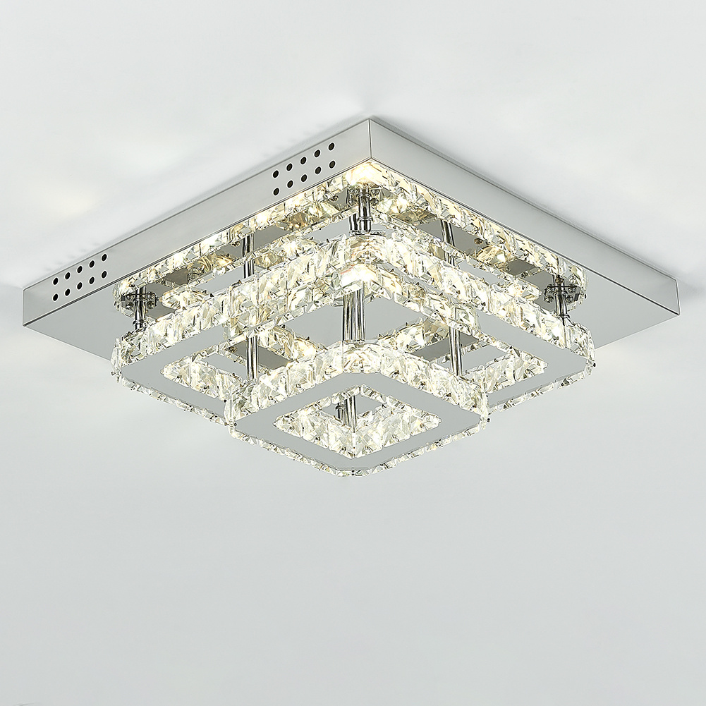 Modern 2-Tier Crystal LED Ceiling Light Fixture Dimmable