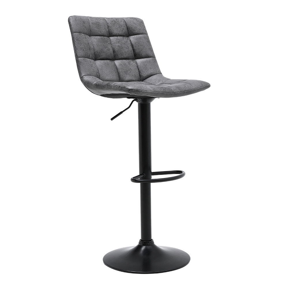 Grey Upholstered Swivel Bar Stools