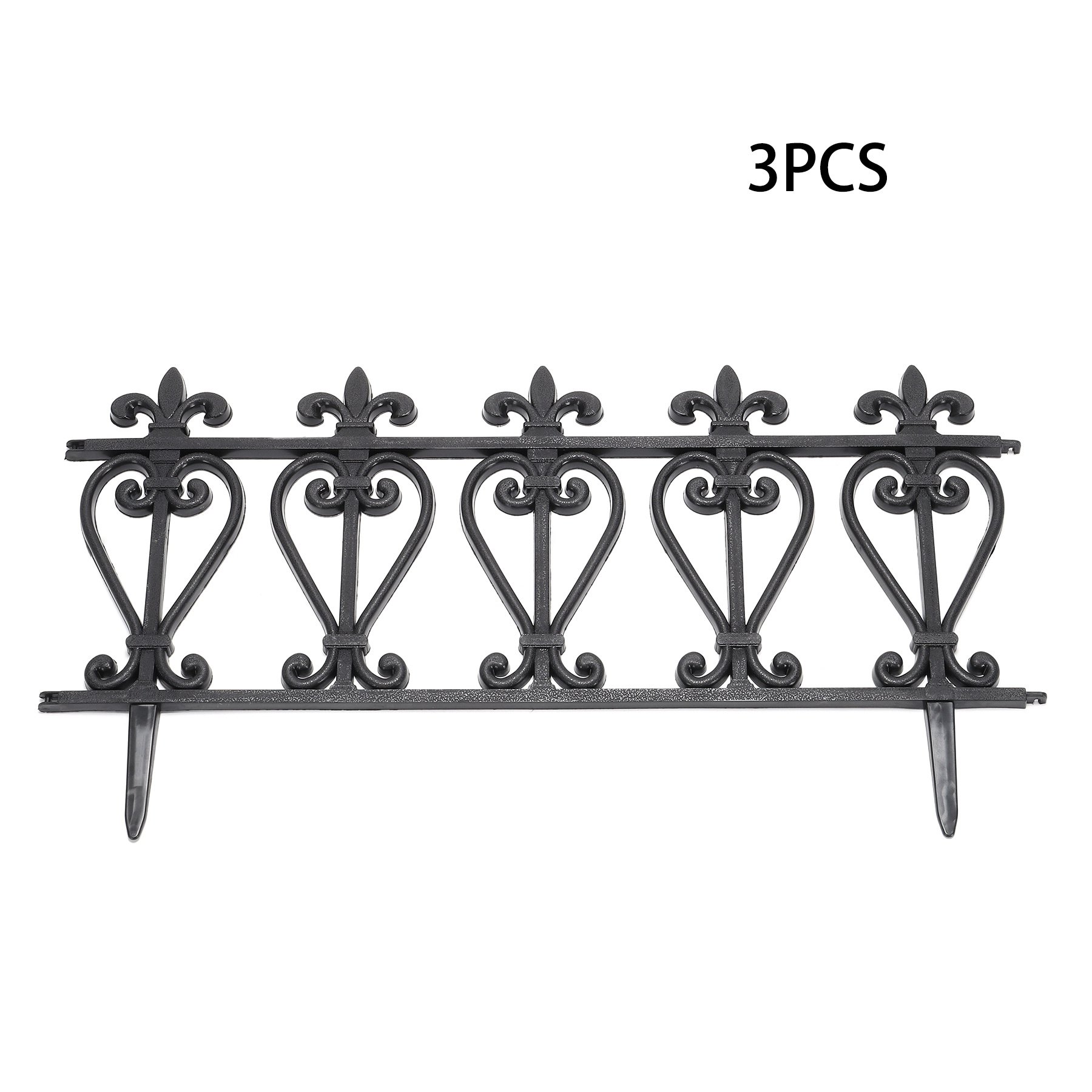 Set of 3 Decorative Garden Border Fence Outdoor Lawn Edging