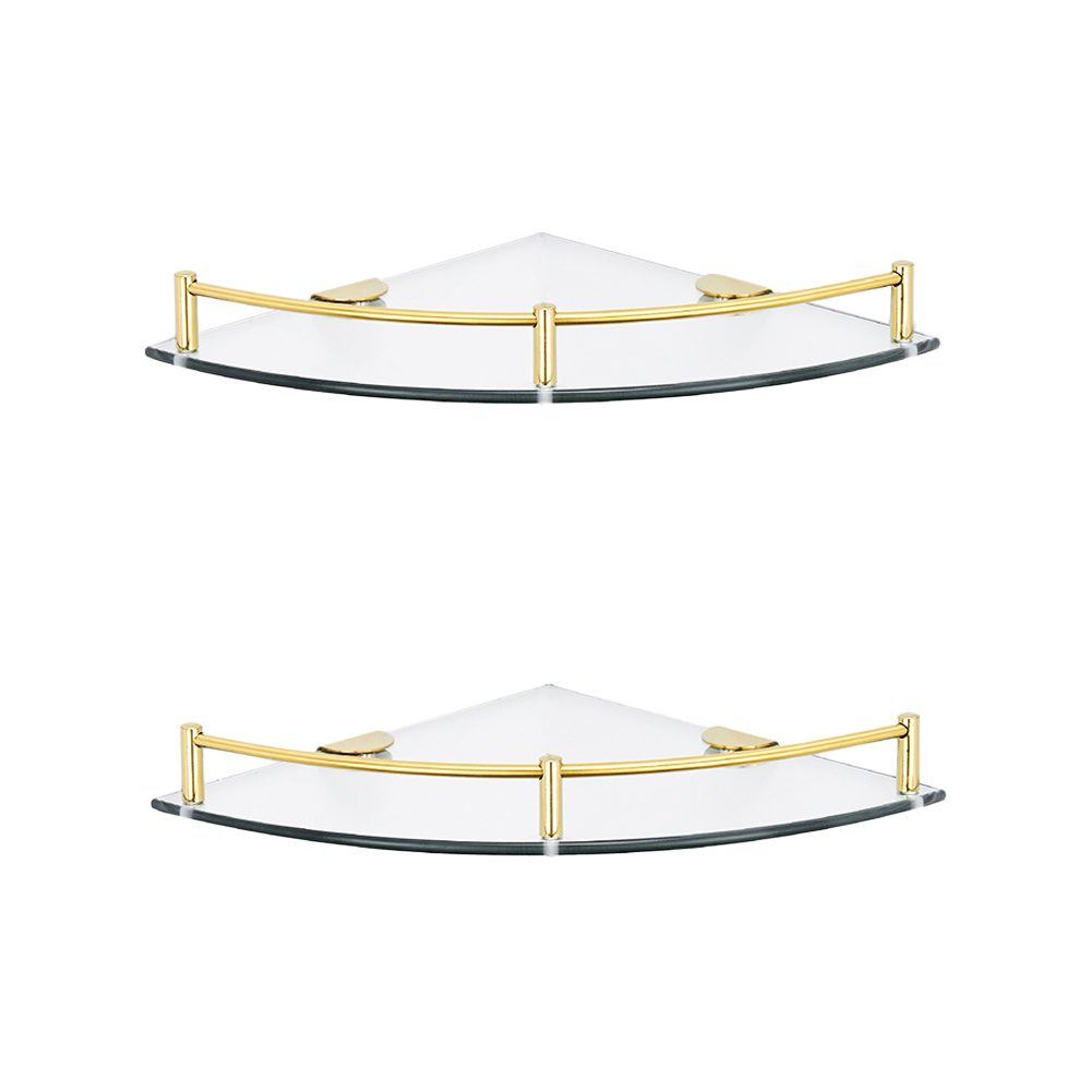 Wall Mounted Bathroom Glass Corner Shelf 24X13.75CM