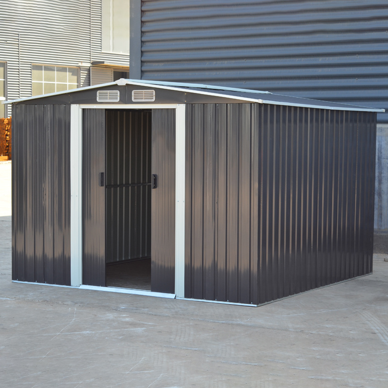 Black Large Metal Garden Tool Storage Shed