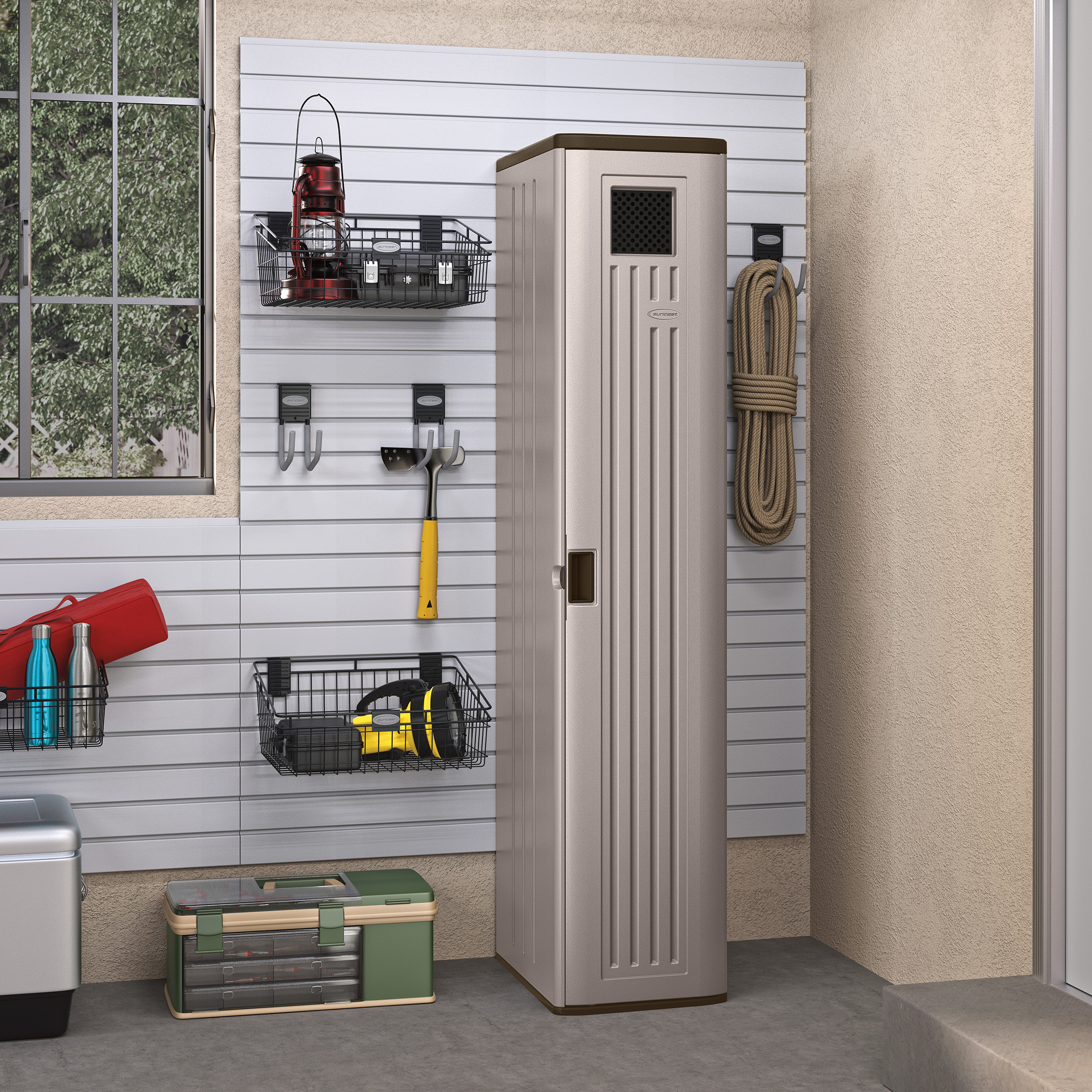 CALVERIN Tall Garden Storage Locker - Grey