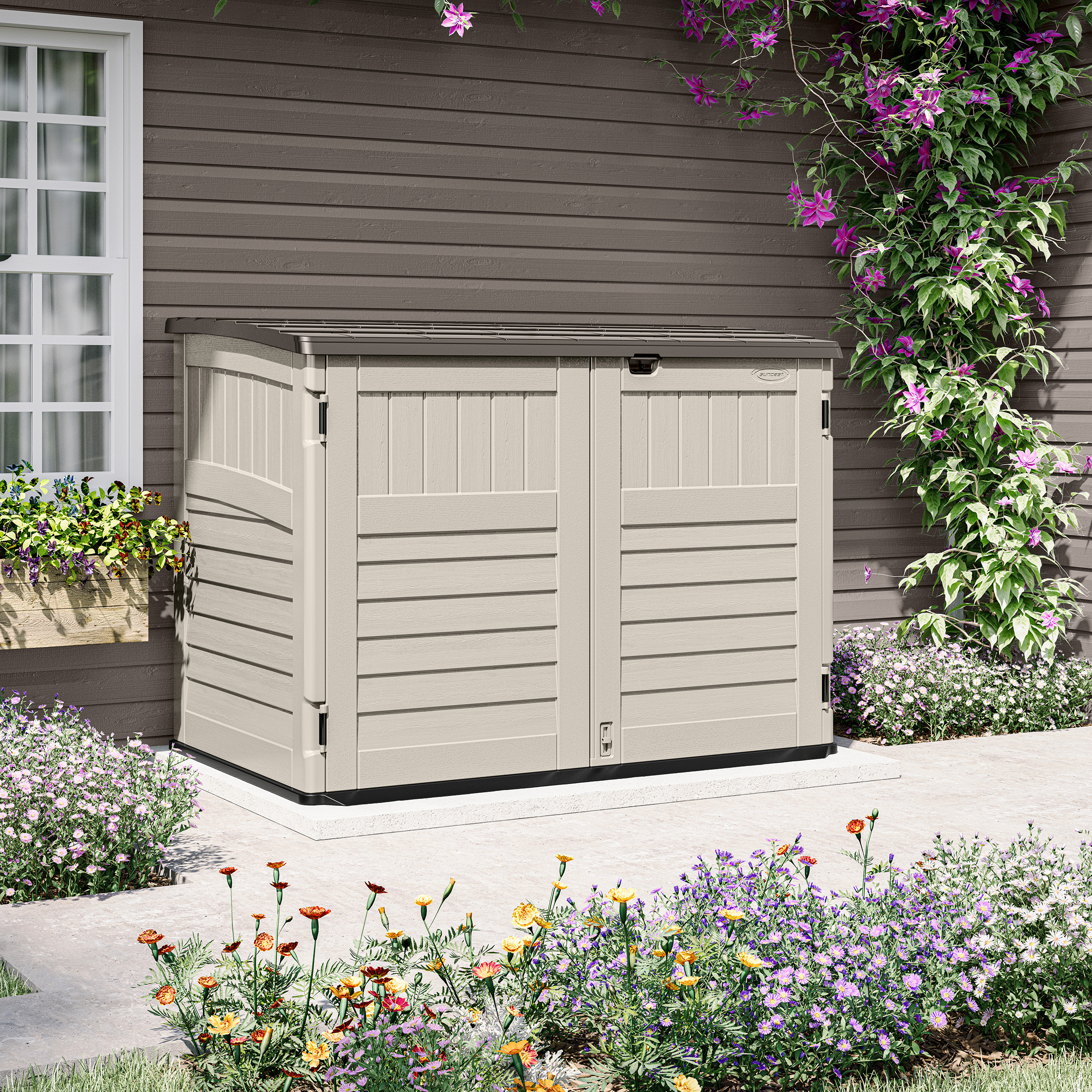 LORNVALE Stow Away Large Garden Storage Store - Vanilla