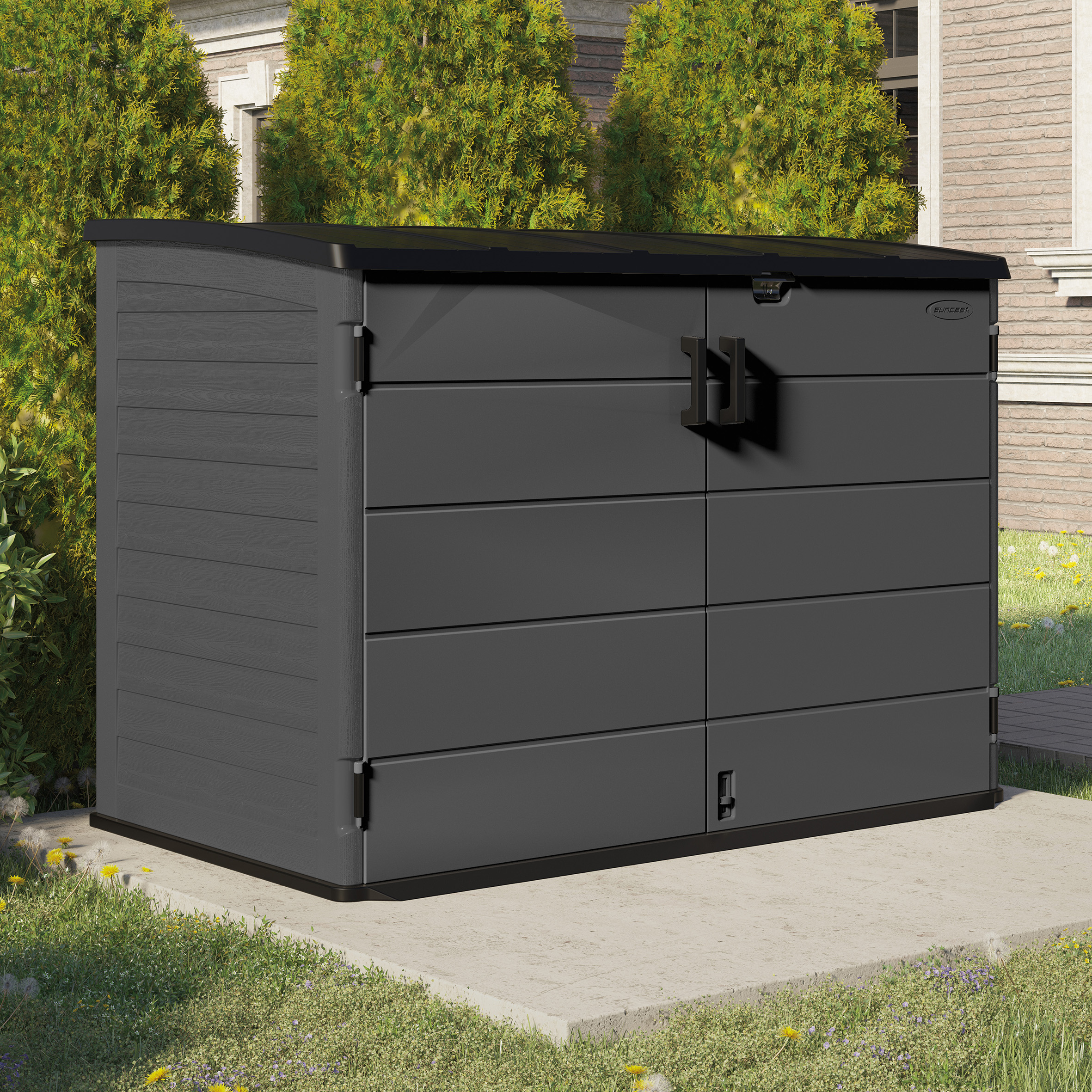 LORNVALE Stow Away Large Garden Storage Store - Peppercorn Grey