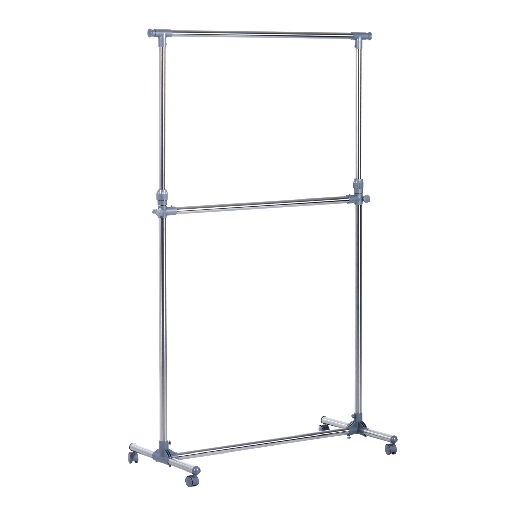 Heavy Duty Clothes Hanger Garment Rail Hanging Display Stand Rack w/ Wheels Adjustable