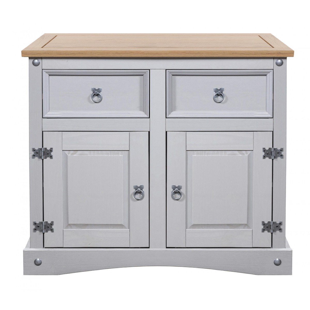 Waltham Distressed Pine Top Sideboard with 2 Drawers 2 Doors - Grey Finish