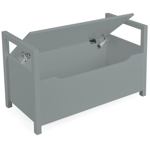 Shoes Cabinet - 2-in-1 Wooden Shoe Changing Bench with Storage Space-Grey