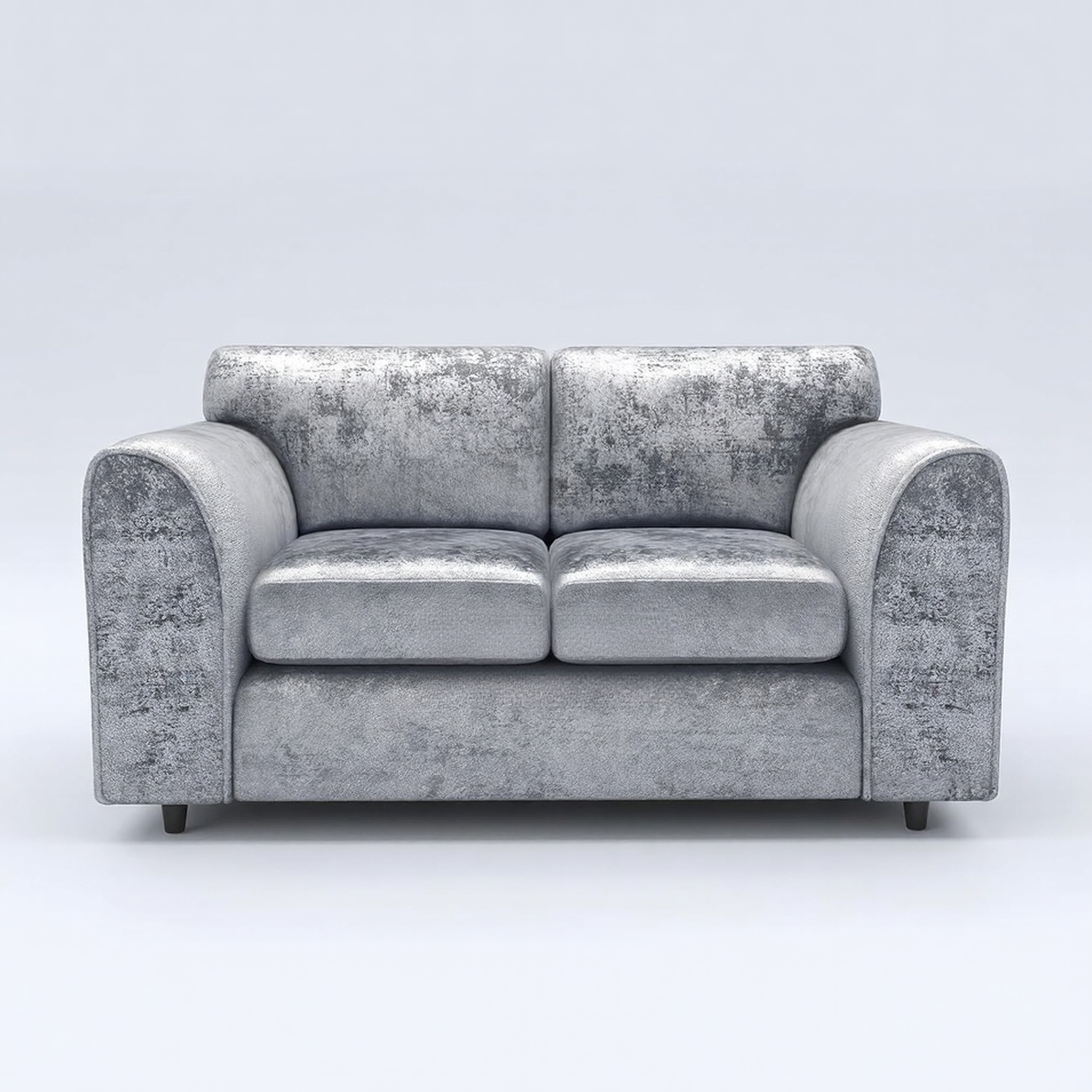 VELOURA Crush Velvet 2 Seater Fullback Sofa - Silver