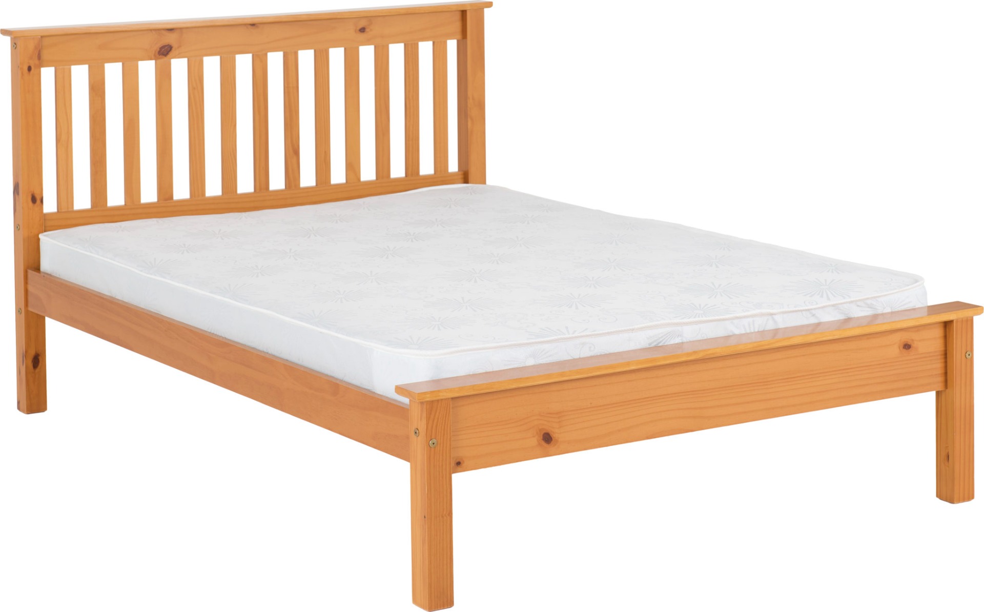 Monaco 4ft6 Double Bed Low Foot End - Antique Pine