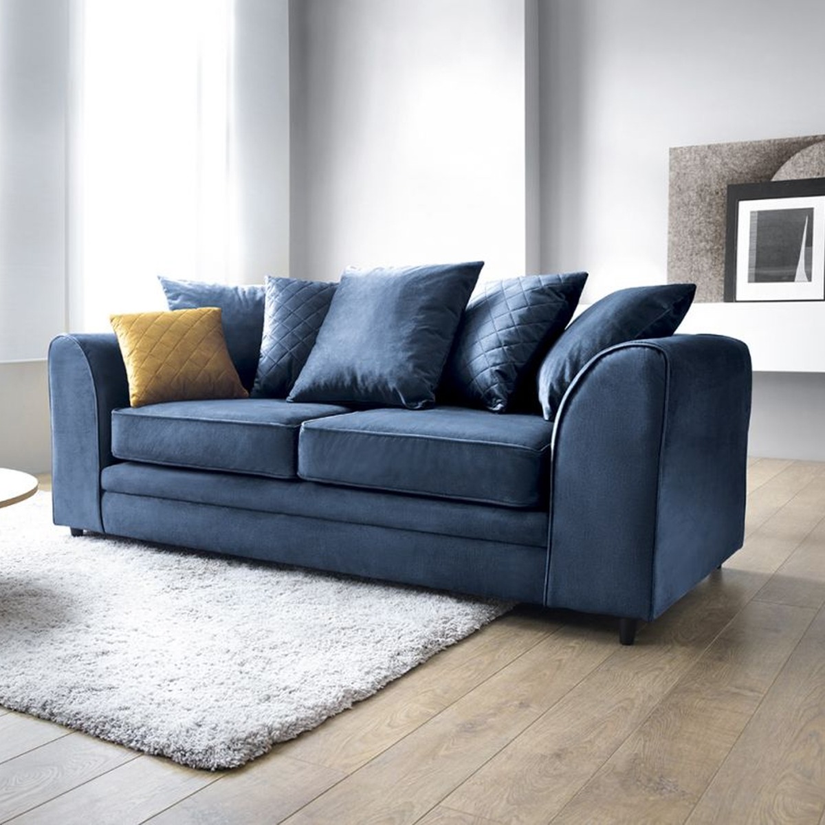 NIOMI Velvet 3 Seater Scatterback Sofa - Dark Blue